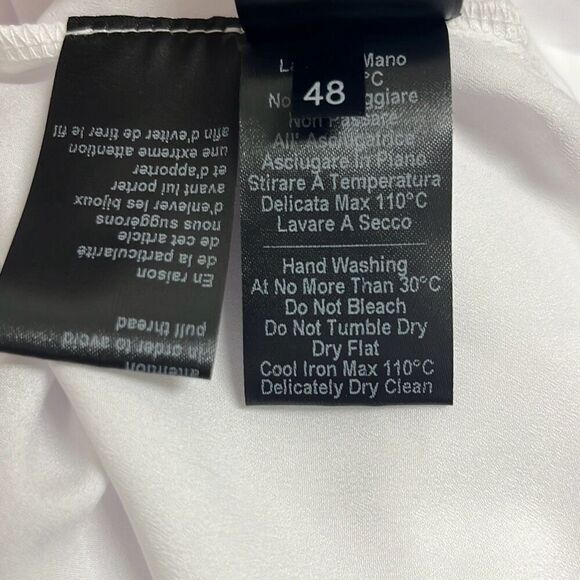 Alpha Studio M/L Button Front Blouse White Crepe Sheer Long Sleeve NWT Oversized - Picture 8 of 13